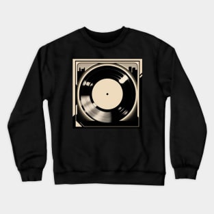 Retro Vintage Vinyl Record Black and Cream Crewneck Sweatshirt
